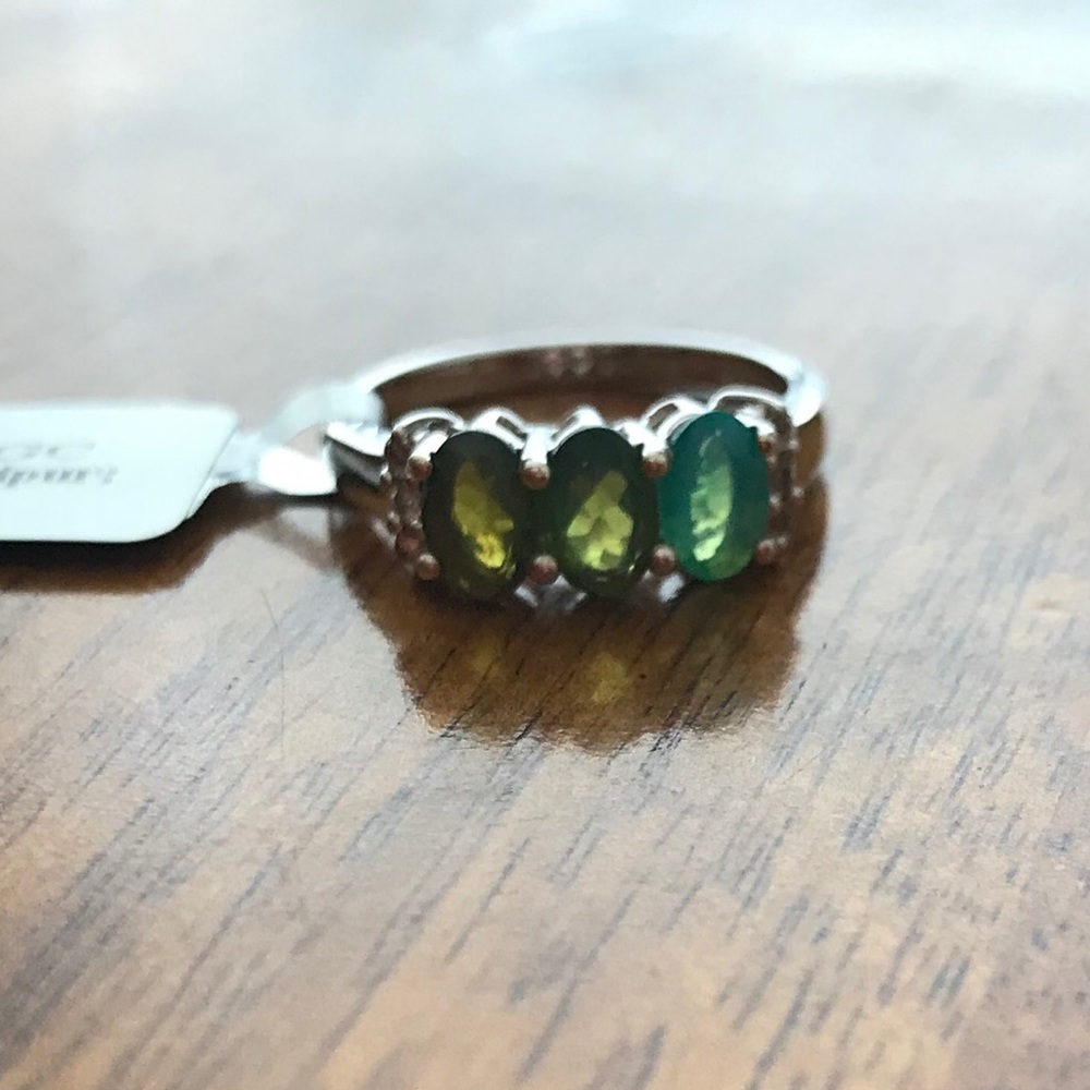 NWT Blue Opal & White Topaz Ster. Silver Ring sz 6